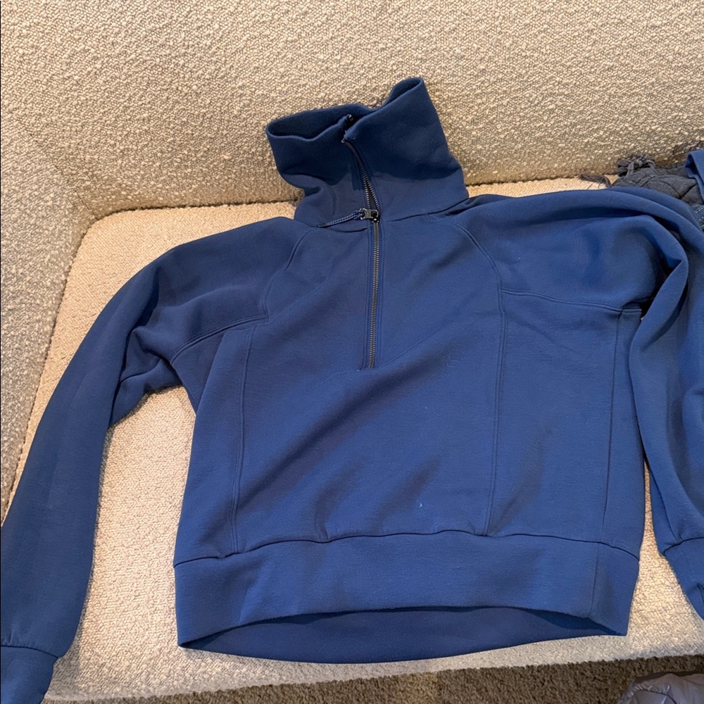 SPANX Navy Half-Zip Sweatshirt